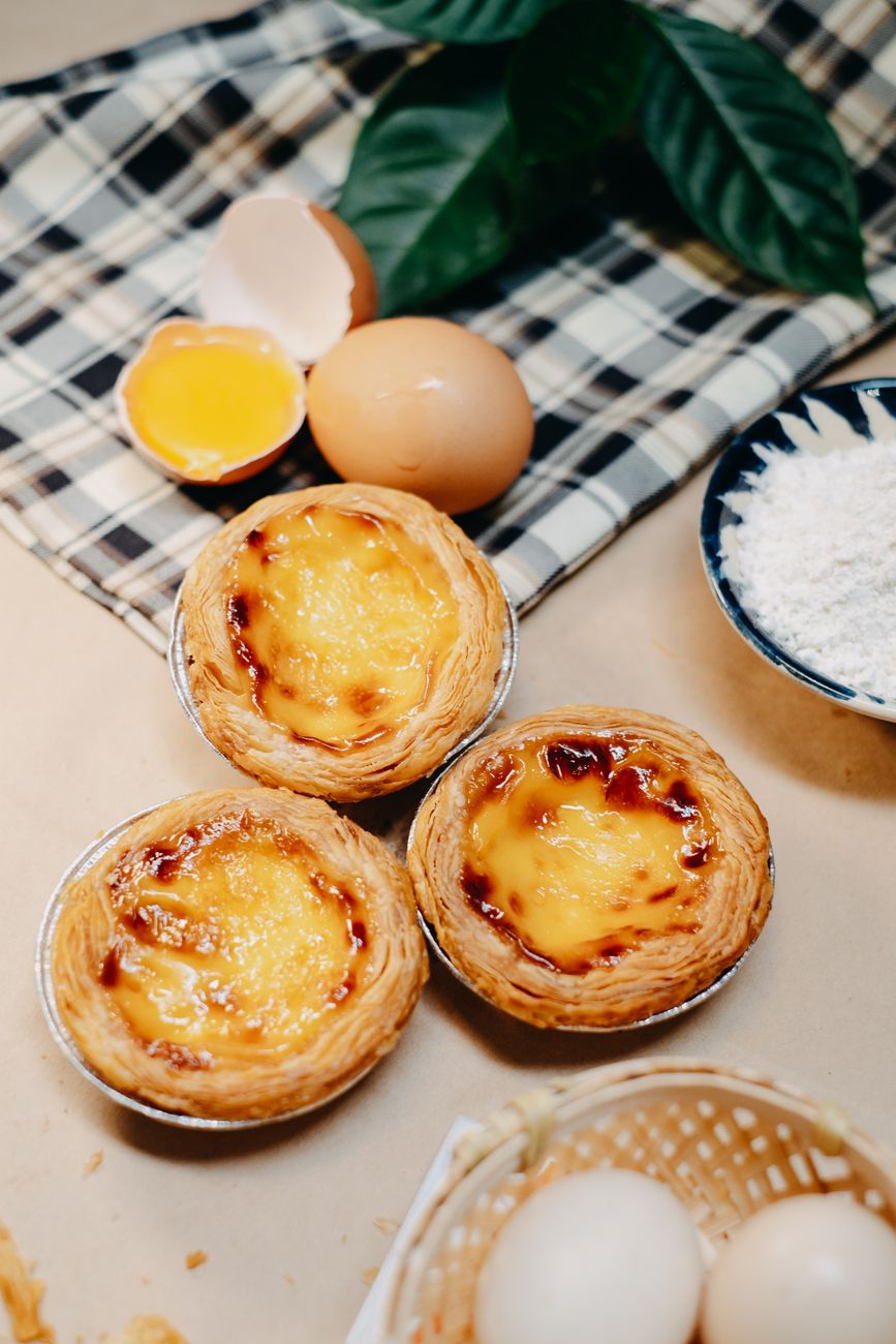 close up shot of egg tarts